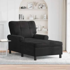 Hot vidaXL Chaise Lounge med kudde 91 x 157 x 91 cm Sammet Svart