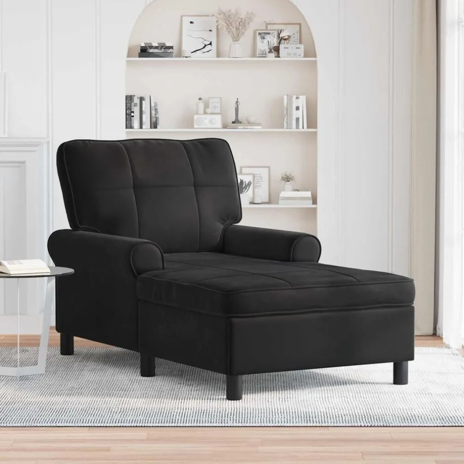 Hot vidaXL Chaise Lounge med kudde 91 x 157 x 91 cm Sammet Svart
