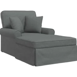 vidaXL Chaise Lounge med Kjol med kudde med kudde 3 pcs Mörkgrå tyg