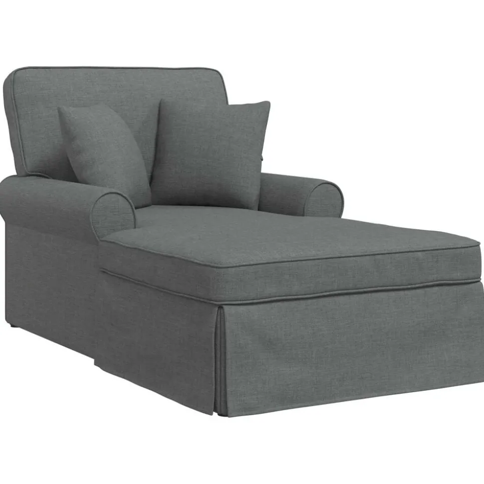 vidaXL Chaise Lounge med Kjol med kudde med kudde 3 pcs Mörkgrå tyg