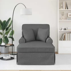 vidaXL Chaise Lounge med Kjol med kudde med kudde 3 pcs Mörkgrå tyg