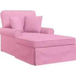 Best vidaXL Chaise Lounge med Kjol med kudde med kudde 3 pcs tyg Rosa