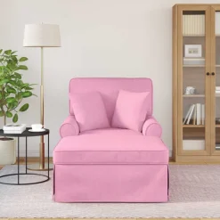 Best vidaXL Chaise Lounge med Kjol med kudde med kudde 3 pcs tyg Rosa