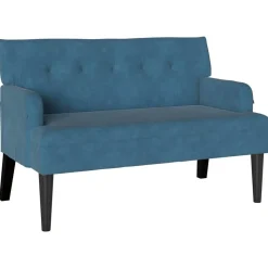 vidaXL Chesterfield Bänk Blå 112 x 65,5 x 75 cm Sammet