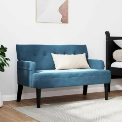 vidaXL Chesterfield Bänk Blå 112 x 65,5 x 75 cm Sammet