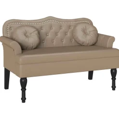 vidaXL Chesterfield Bänk Cappuccino 120,5 x 65 x 75 cm Konstläder