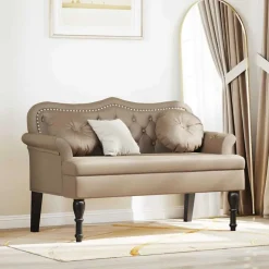 vidaXL Chesterfield Bänk Cappuccino 120,5 x 65 x 75 cm Konstläder