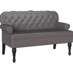 vidaXL Chesterfield Bänk 119,5 x 64,5 x 75 cm Konstläder Grå