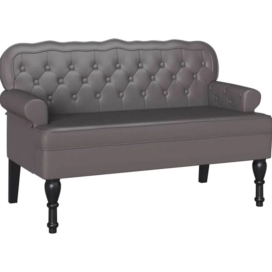 vidaXL Chesterfield Bänk 119,5 x 64,5 x 75 cm Konstläder Grå