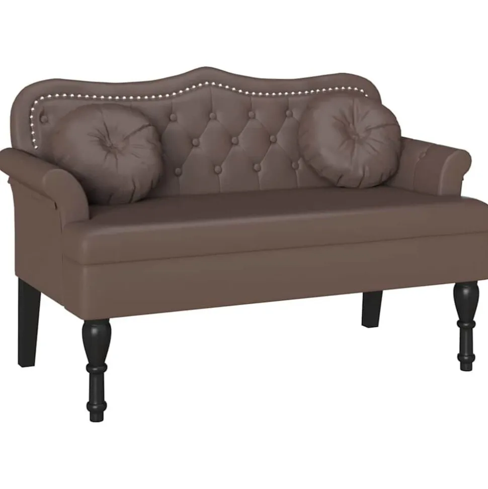 vidaXL Chesterfield Bänk med kudde Brun 120,5 x 65 x 75 cm Konstläder