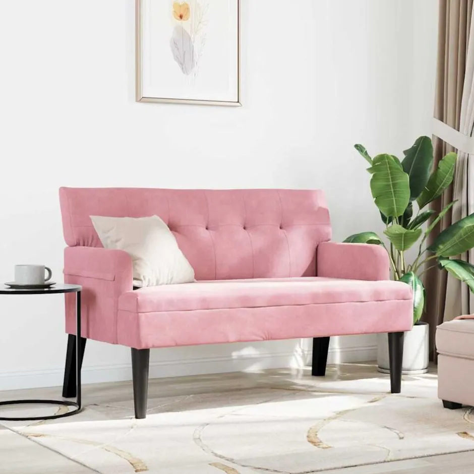 Discount vidaXL Chesterfield Bänk 112 x 65,5 x 75 cm Sammet Rosa