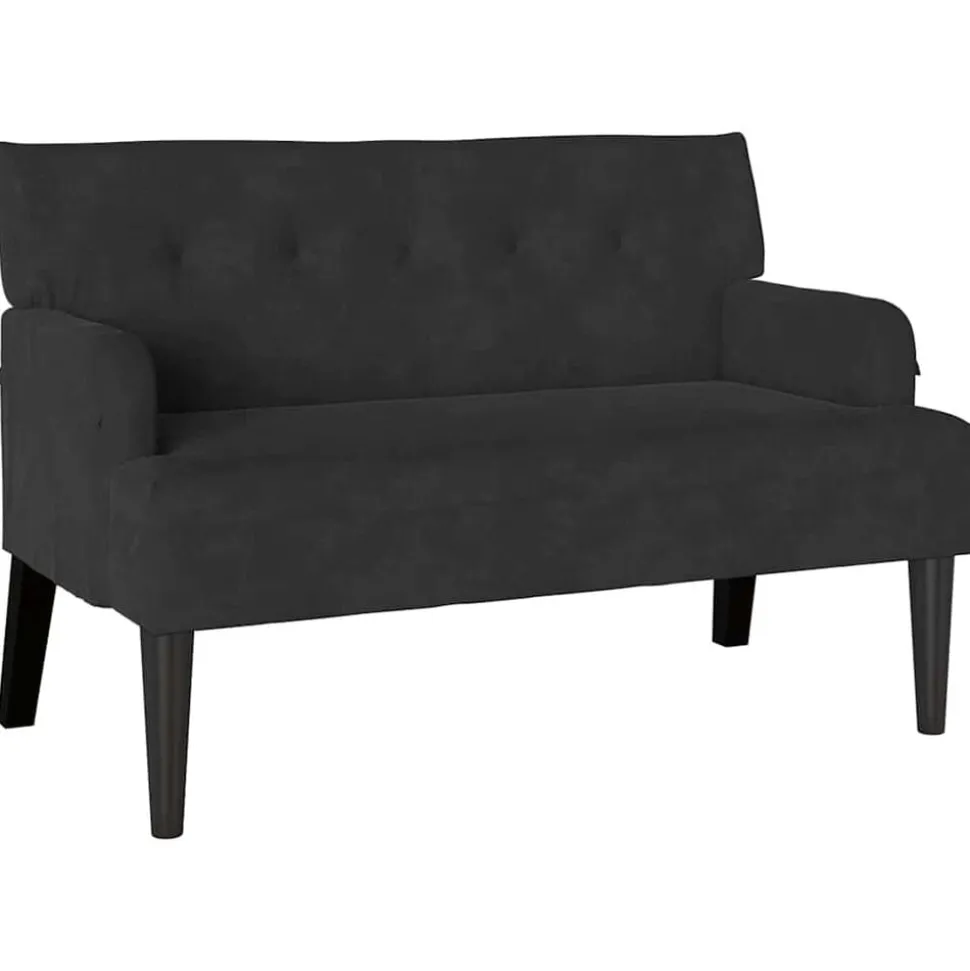 vidaXL Chesterfield Bänk Svart 112 x 65,5 x 75 cm Sammet