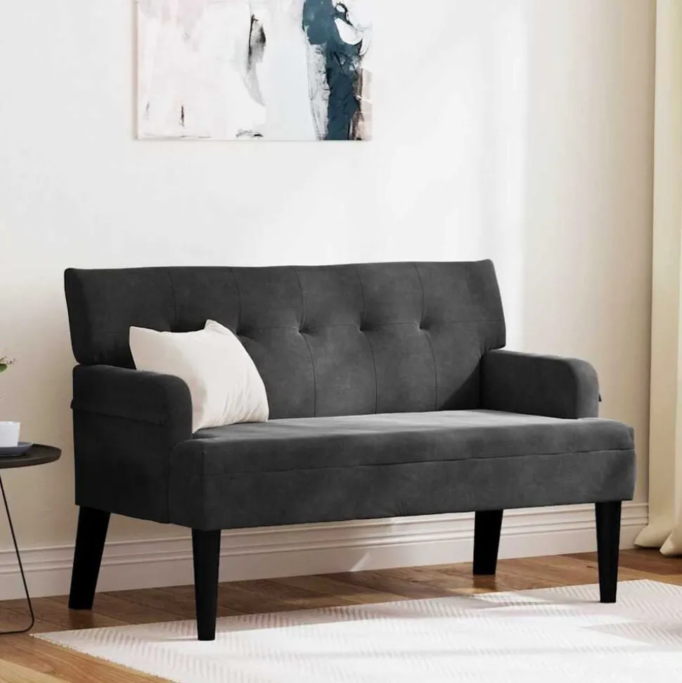 vidaXL Chesterfield Bänk Svart 112 x 65,5 x 75 cm Sammet