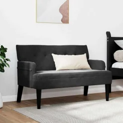 vidaXL Chesterfield Bänk Svart 112 x 65,5 x 75 cm Sammet