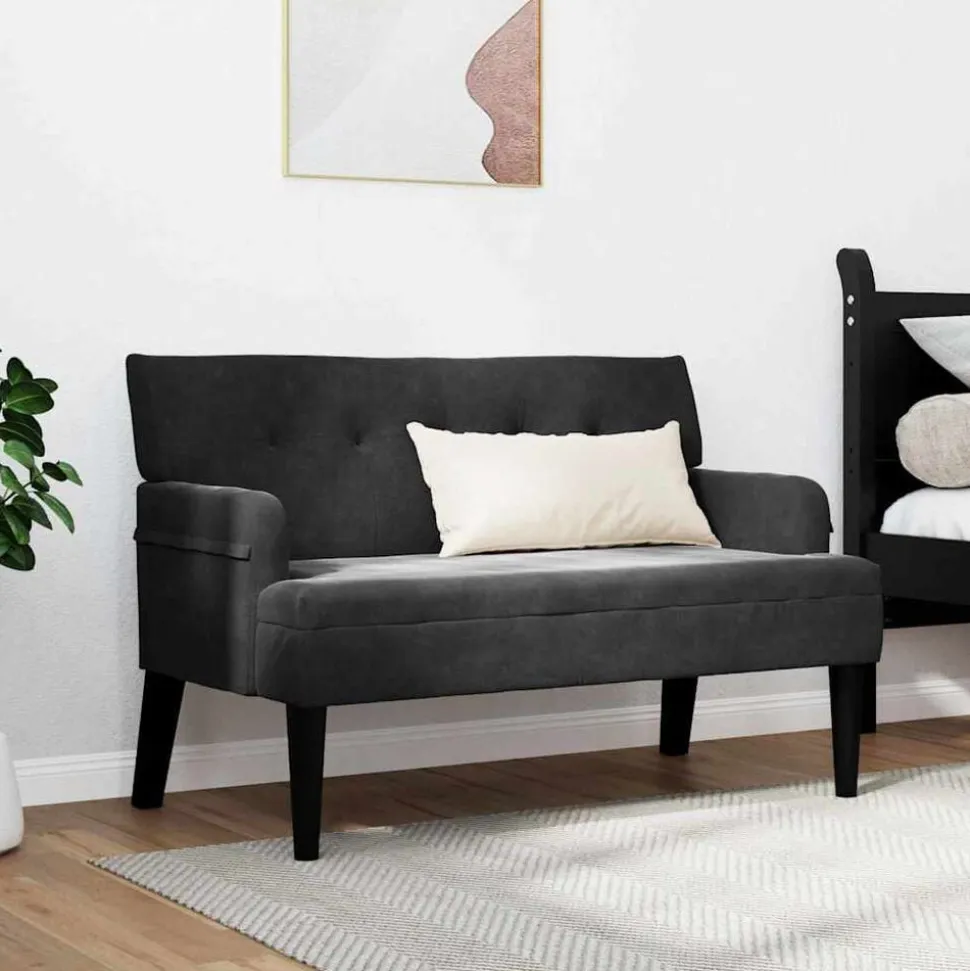 vidaXL Chesterfield Bänk Svart 112 x 65,5 x 75 cm Sammet