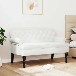 vidaXL Chesterfield Bänk Vit 119,5 x 64,5 x 75 cm Konstläder