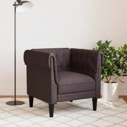 Best vidaXL Chesterfieldsoffa tyg Mörkbrun