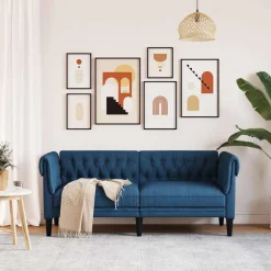 Clearance vidaXL Chesterfieldsoffa 2-sits tyg Blå