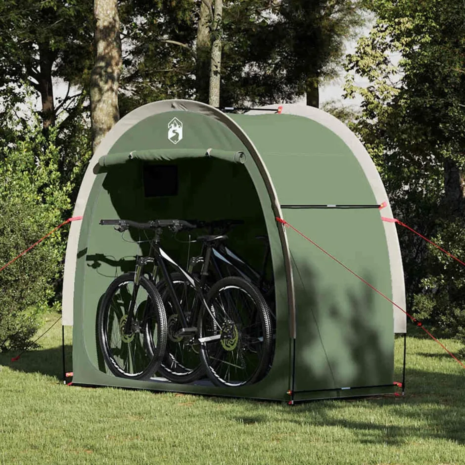 Discount vidaXL Cykelförrådstält med tak med lagring 210 x 90 x 174 cm Grön