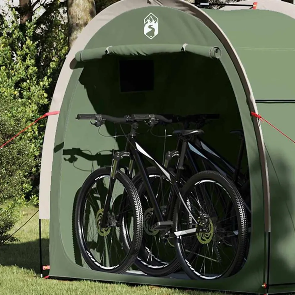 Discount vidaXL Cykelförrådstält med tak med lagring 210 x 90 x 174 cm Grön