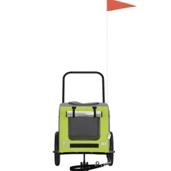 vidaXL Cykelkärra för husdjur Grön och grå 125 x 53 x 54 cm
