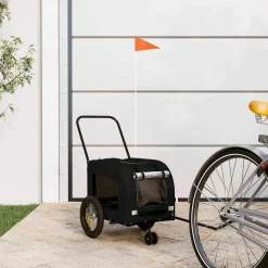 vidaXL Cykelkärra för husdjur med lagring Svart 125 x 53 x 54 cm