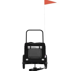 vidaXL Cykelkärra för husdjur med lagring Svart 125 x 53 x 54 cm