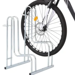 vidaXL Cykelställ för 2 cyklar fristående galvaniserat stål Silver