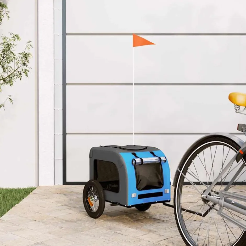 Hot vidaXL Cykelvagn för djur och grå oxfordtyg och järn Blå