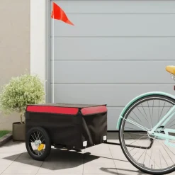 vidaXL Cykelvagn svart och röd 30 kg järn