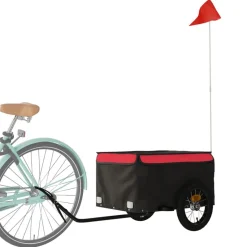 vidaXL Cykelvagn svart och röd 30 kg järn