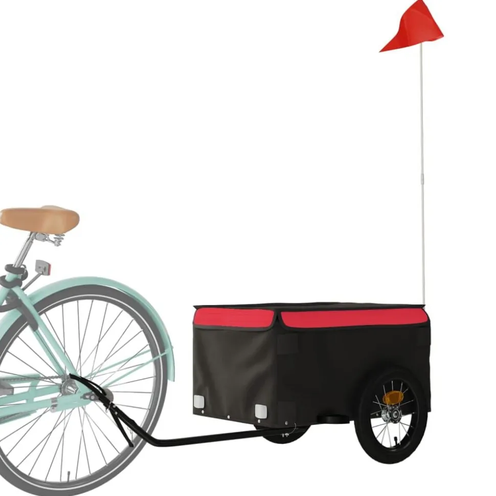 vidaXL Cykelvagn svart och röd 30 kg järn