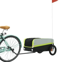 vidaXL Cykelvagn svart och grön 30 kg järn