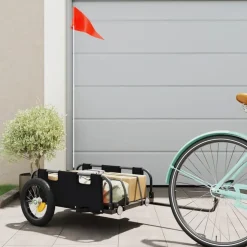 vidaXL Cykelvagn svart oxfordtyg och järn