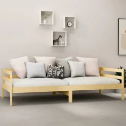 vidaXL Dagbädd massiv furu 90x200 cm Naturfärg