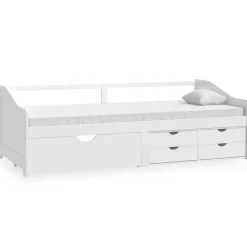 Online vidaXL Dagbädd 3-sits med lådor massiv furu 90x200 cm Vit