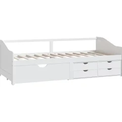 Online vidaXL Dagbädd 3-sits med lådor massiv furu 90x200 cm Vit