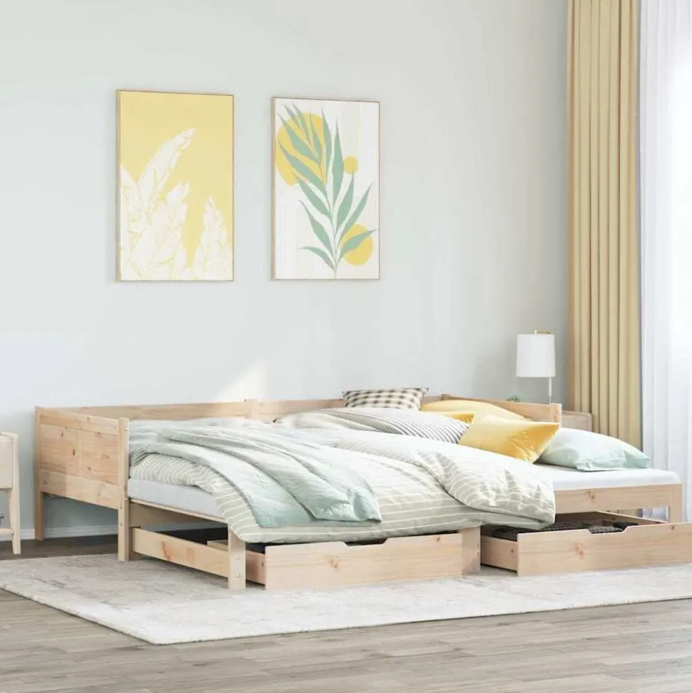 vidaXL Dagbädd utdragbar med lådor utan madrass 80x200 cm