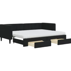 vidaXL Dagbädd utdragbar med lådor svart 80x200 cm sammet