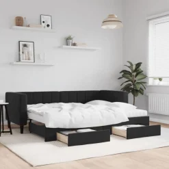 vidaXL Dagbädd utdragbar med lådor svart 80x200 cm sammet