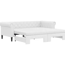 Clearance vidaXL Dagbädd utdragbar med madrasser 90x200 cm konstläder Vit