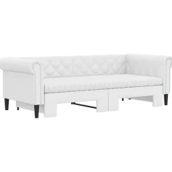 Clearance vidaXL Dagbädd utdragbar med madrasser 90x200 cm konstläder Vit