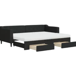 vidaXL Dagbädd utdragbar med lådor svart 80x200 cm tyg