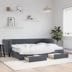 Discount vidaXL Dagbädd utdragbar med lådor 80x200 cm sammet Mörkgrå