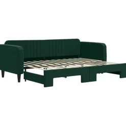 vidaXL Dagbädd utdragbar mörkgrön 80x200 cm sammet