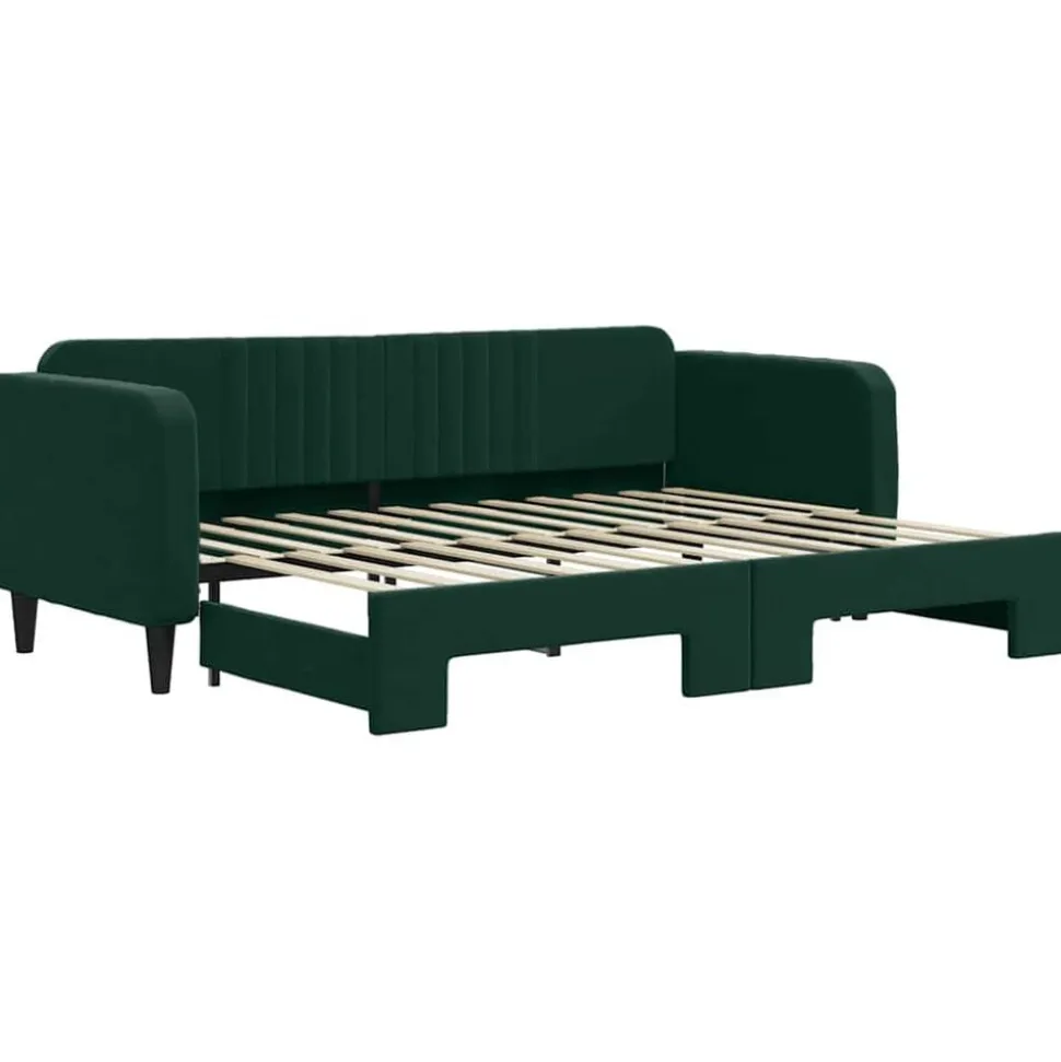 vidaXL Dagbädd utdragbar mörkgrön 80x200 cm sammet