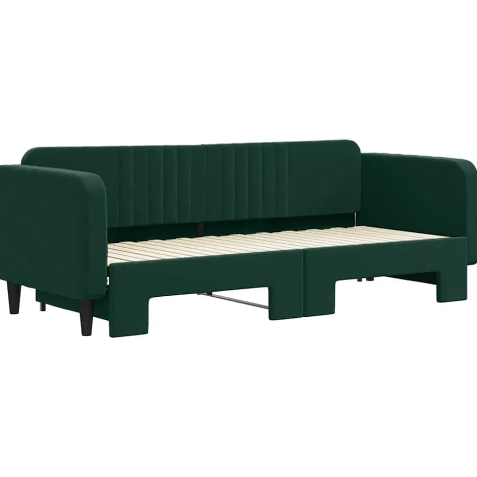 vidaXL Dagbädd utdragbar mörkgrön 80x200 cm sammet
