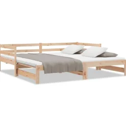 vidaXL Dagbädd utdragbar massiv furu 2x(90x200) cm