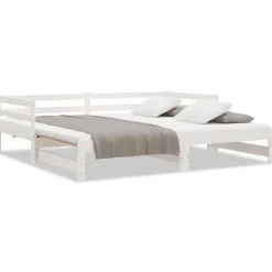 Online vidaXL Dagbädd utdragbar massiv furu 2x(90x200) cm Vit