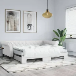 vidaXL Dagbädd utdragbar vit 90x200 cm konstläder